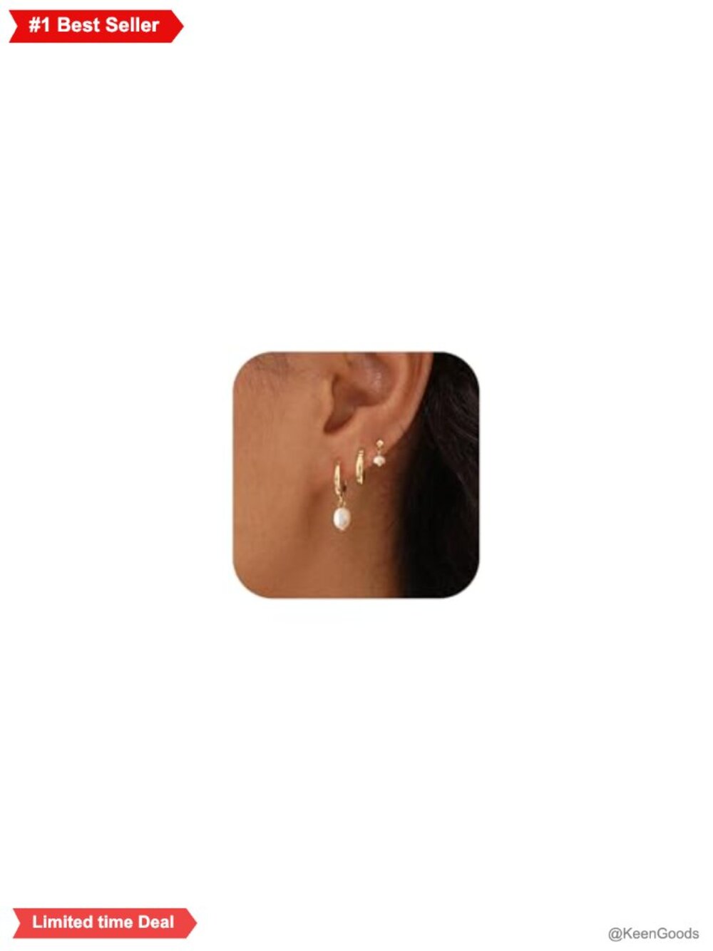 14k Gold Plated Brass Stud Earring Stack Set for Women
